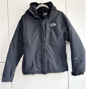 The North Face Winter Ski Jacket Hyvent Black Size Small Faux Fur Hood